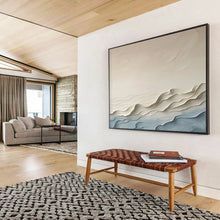 Load image into Gallery viewer, “Beige and Blue Textured Waves” - 3D - Effect Abstract Acrylic, Ideal for Minimalist Living Room and Spa DLZ251
