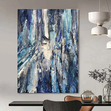 Load image into Gallery viewer, Blue &amp; White Textured Abstract Painting, Ideal for Coastal Home Office &amp; Relaxing Bathroom LargeART1350
