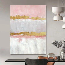Load image into Gallery viewer, Grand Hand - painted Pink and Gold Elegance Acrylic Art for Glamorous Dining Rooms LargeART0207
