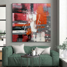 Load image into Gallery viewer, Oversized Bold Red and Gray Abstract Acrylic for Energetic Living Room &amp; Inspiring Home Gym LargeART0313
