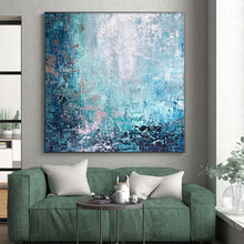 Load image into Gallery viewer, Hand - painted Large - scale Blue - Green Textured Abstract Acrylic Art for Coastal - Themed Bedrooms LargeART0074
