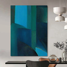 Load image into Gallery viewer, Geometric Abstract Art, Layered Blue Tones for Sophisticated Study &amp; Coastal - Themed Hallway LargeART2255
