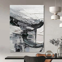Load image into Gallery viewer, “Monochrome Textured Abstract” - Black, White, Grey Abstract Art on Canvas DKH1297

