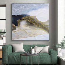 Load image into Gallery viewer, Oversized Gold Wave on White Abstract Acrylic Art for Coastal Bedroom &amp; Spa Retreat LargeART0382
