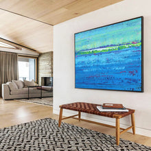 Load image into Gallery viewer, Hand - painted Large - dimension Colorful Blue Landscape Acrylic Art for Vibrant Living Rooms LargeART1793

