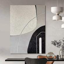 Load image into Gallery viewer, “Textured Shape Interplay” - Grey, Black, White Abstract Art on Canvas DKH1139

