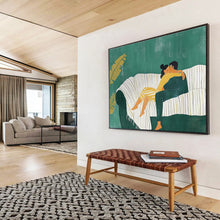 Load image into Gallery viewer, Cozy Couple Abstract Painting for Bohemian Bedroom &amp; Intimate Café DKH232
