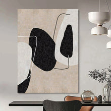 Load image into Gallery viewer, Minimalist Black - White Shapes Abstract Canvas Painting, Ideal for Modern Gallery &amp; Sleek Home Office LargeART1152
