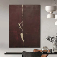 Load image into Gallery viewer, “Dark Tonal Split” - Maroon, Beige Abstract Art on Canvas DKH1149

