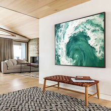 Load image into Gallery viewer, Swirling Turquoise Ocean Wave Abstract acrylic painting DLZ064
