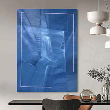 Load image into Gallery viewer, Blue Geometric Abstract Canvas Painting, Ideal for Modern Gallery Wall &amp; Sleek Office LargeART1322

