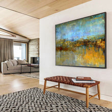 Load image into Gallery viewer, Blue - Toned Abstract Landscape Painting On Canvas DKH372
