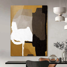 Load image into Gallery viewer, Geometric Shapes in Gold &amp; Gray – Modern Abstract Composition DTP236
