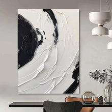 Load image into Gallery viewer, “Swirling Black and White Impasto” - Expressive Minimalist Art on Canvas DKH1677
