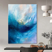 Load image into Gallery viewer, Impressionist Abstract Art, Color - Blended Fluid Painting for Coastal Bedroom &amp; Relaxation Nook LargeART2250
