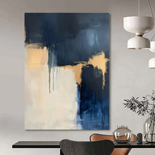 Load image into Gallery viewer, Navy &amp; Gold Abstract Canvas Painting 2, Suited for Art - Filled Hallway &amp; Modern Boutique LargeART1310
