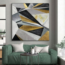 Load image into Gallery viewer, Massive Geometric Gold - Silver - Black Abstract Acrylic for Luxury Penthouse Living Room &amp; High - End Boutique Display LargeART0329
