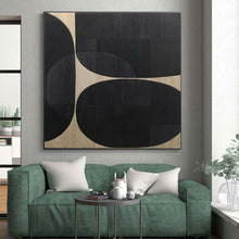 Load image into Gallery viewer, Black and Beige Circular Forms Acrylic Art - Suited for Contemporary Gallery &amp; Industrial - chic Dining Room LargeART0595
