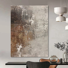 Load image into Gallery viewer, Hand - painted Substantial Brown - Gray Textured Abstract Acrylic Art for Rustic Living Rooms LargeART0116
