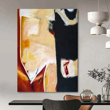 Load image into Gallery viewer, “Warm - Cool Contrast” - Earthy Yellow and Deep Black Abstract Art, Abstract Painting on Canvas DKH1090

