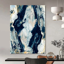 Load image into Gallery viewer, Dynamic Black &amp; White Forms – Abstract Acrylic with Gold Accents DTP244
