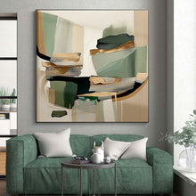 Load image into Gallery viewer, Large - Scale Green and Gold Abstract Collage - Ideal for Luxury Home Office &amp; Art - Deco Living Room LargeART0764
