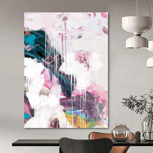 Load image into Gallery viewer, Pastel Dream Cascade – Soft Pink, White, and Teal Dripping Abstract DTP192
