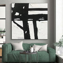 Load image into Gallery viewer, Substantial Bold Black - White Cross Abstract Acrylic for Art - Filled Dining Room LargeART0279
