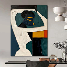 Load image into Gallery viewer, “Cubist Lady with Geometric Frames” - Abstract Portrait Art on Canvas DKH1471
