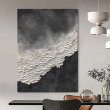 Load image into Gallery viewer, “Black and White Textured Cliff” – Thick, white textured “cliff” against a dark gray background. DTP339
