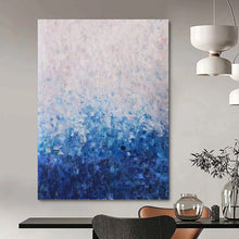 Load image into Gallery viewer, “Gradient Blue Abstract Field” - Blue, White Ombre Art on Canvas DKH1350
