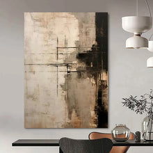Load image into Gallery viewer, Neutral Tones with Linear Accents Abstract Canvas Painting, Perfect for Minimalist Living Room &amp; Calm Office LargeART1215
