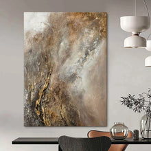 Load image into Gallery viewer, Minimalist Abstract Art, Earth - Toned Gold - Accented Painting for Bohemian Living Room &amp; Calming Office LargeART2247
