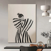 Load image into Gallery viewer, Black - White Abstract Intimate Moment Painting, Suited for Cozy Bedroom &amp; Calming Meditation Space LargeART2038
