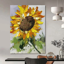 Load image into Gallery viewer, Impasto Abstract Sunflower Art, Textured Yellow - Petaled Painting for Country Kitchen &amp; Garden - Themed Dining Room LargeART2199
