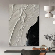 Load image into Gallery viewer, “Textured Monochrome Abstract” - White, Black Abstract Art on Canvas DKH1328
