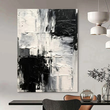 Load image into Gallery viewer, Black &amp; White Textured Abstract Canvas Painting, Ideal for Contemporary Gallery &amp; Monochrome Home Office LargeART1248
