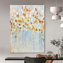 Load image into Gallery viewer, “Textured Golden Tree Grove” - Impasto Landscape Art on Canvas DKH1441
