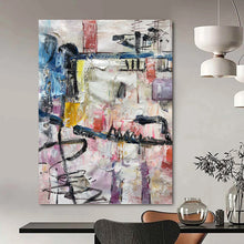 Load image into Gallery viewer, “Colorful Urban Abstract Collage” - Multicolor Abstract Art on Canvas DKH1268
