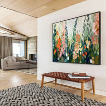 Load image into Gallery viewer, Textured Floral “Garden Blossom” Painting on Canvas, Nature - Inspired Wall Art DKH801
