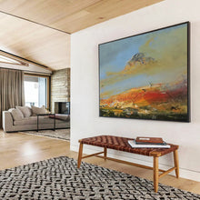 Load image into Gallery viewer, Expressive Mountain Sunset in Warm Hues Abstract acrylic painting DLZ042
