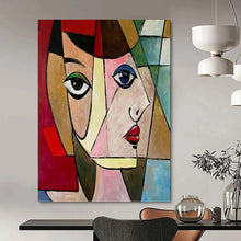 Load image into Gallery viewer, “Cubist Portrait” - Colorful Geometric Face Art on Canvas DKH1407
