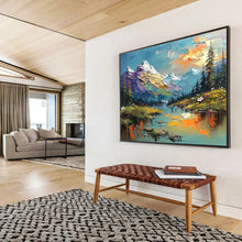 Load image into Gallery viewer, Mountain Landscape “Colorful Peaks” Painting on Canvas, Scenic Impasto Art DKH826
