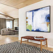 Load image into Gallery viewer, Abstract Painting on Canvas: Blue - Hued Urban Abstract with Textural Elements DKH573
