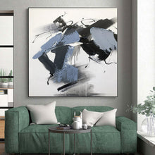Load image into Gallery viewer, Custom Large - Scale Blue - Black Dynamic Strokes Art - Perfect for Modern Office &amp; Creative Studio LargeART0795
