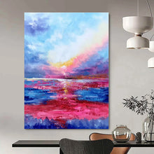 Load image into Gallery viewer, Vivid Sunset Abstract Canvas Painting, Ideal for Coastal Home Living Room &amp; Relaxing Spa LargeART1318
