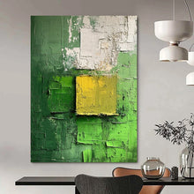 Load image into Gallery viewer, “Textured Green and Yellow Abstract” - Expressionistic Abstract Acrylic DTP029
