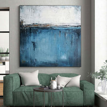 Load image into Gallery viewer, Abstract Blue Landscape Art for Modern Bedroom &amp; Calming Study LargeART0883
