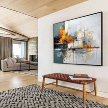 Load image into Gallery viewer, Urban Abstraction Grey, Orange &amp; Dynamic Textures on Canvas DLZ002
