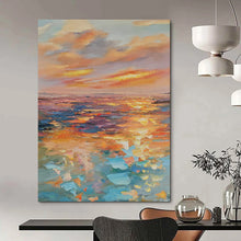 Load image into Gallery viewer, Vivid Sunset Sea Abstract Painting, Suited for Tropical - Themed Living Room &amp; Ocean - View Balcony LargeART1898
